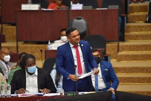 Minister of Natural Resources Vickram Bharrat during the consideration of budget estimates on Thursday